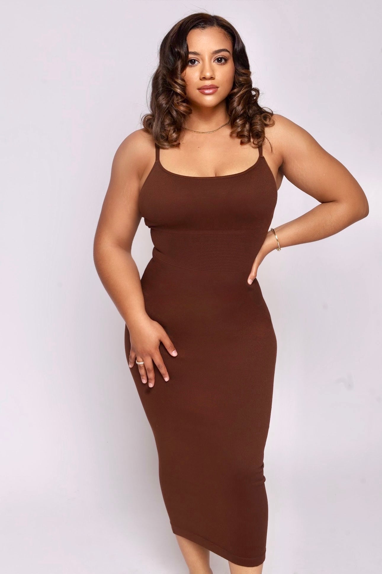 Long Spaghetti Strap Shapewear Dress