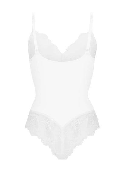 White Be Mine Laced Sculpting Bodysuit