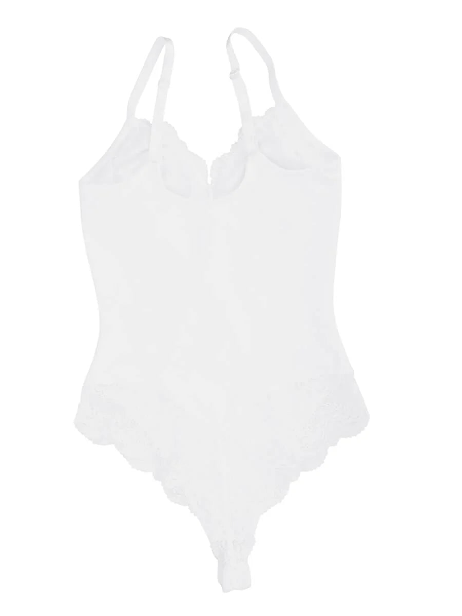 White Be Mine Laced Sculpting Bodysuit